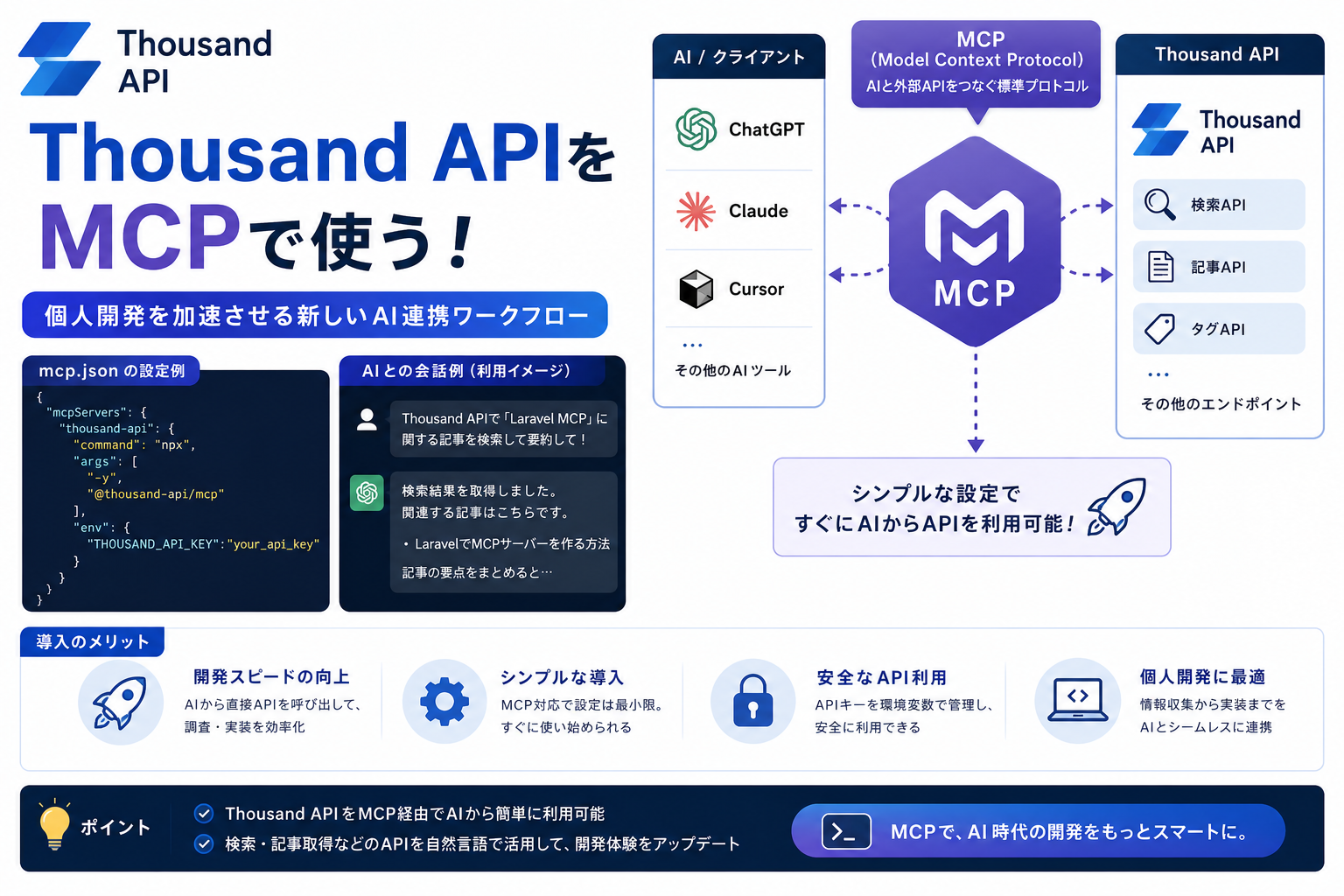 【MCP】Thousand API 個人開発｜Claude・Cursor向け営業日・祝日・確実性ツール